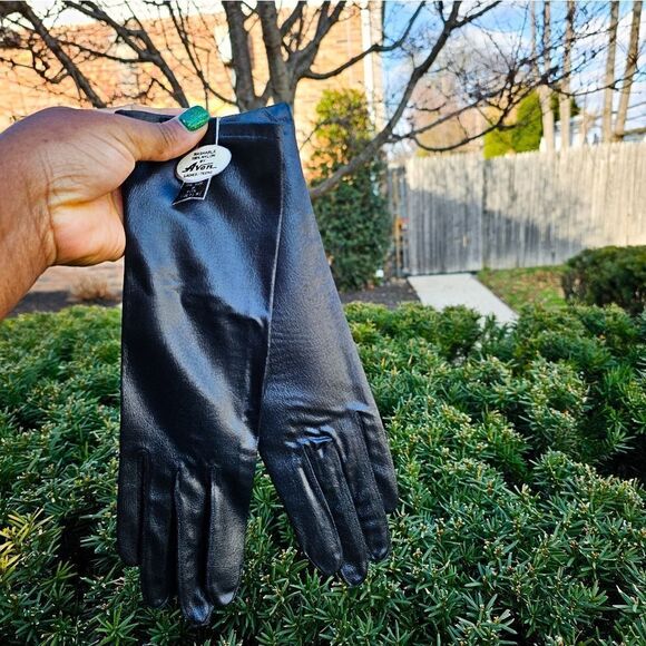 New VTG Avon Double Woven 100% Nylon Leather Look Statement Gloves. M Fit - Picture 15 of 15